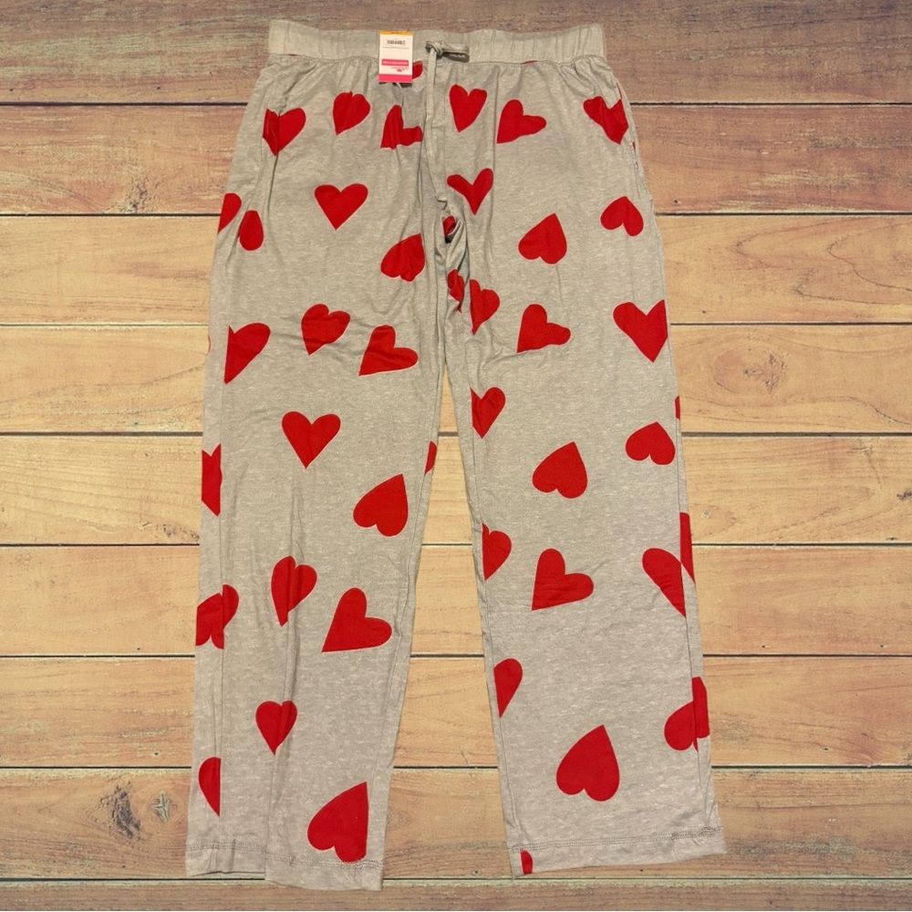 Cute Pajama Pants Heart Pattern All Over Valentines Day Polka Dots Symbols